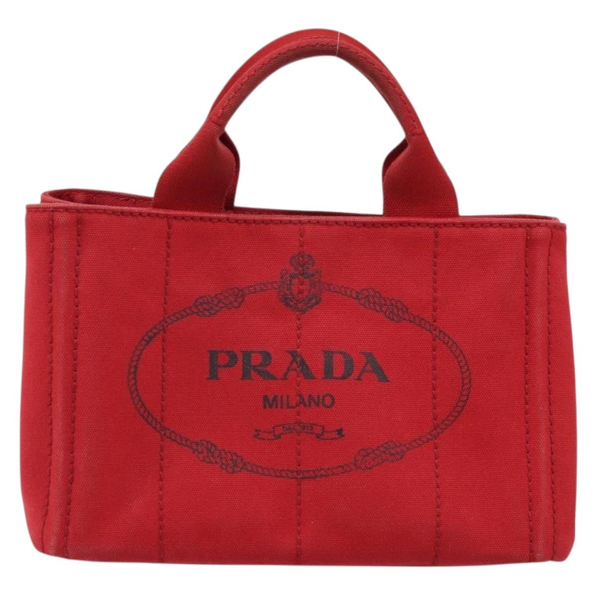 Prada Canapa Tote Canvas, Red, Canvas, Tote Bag