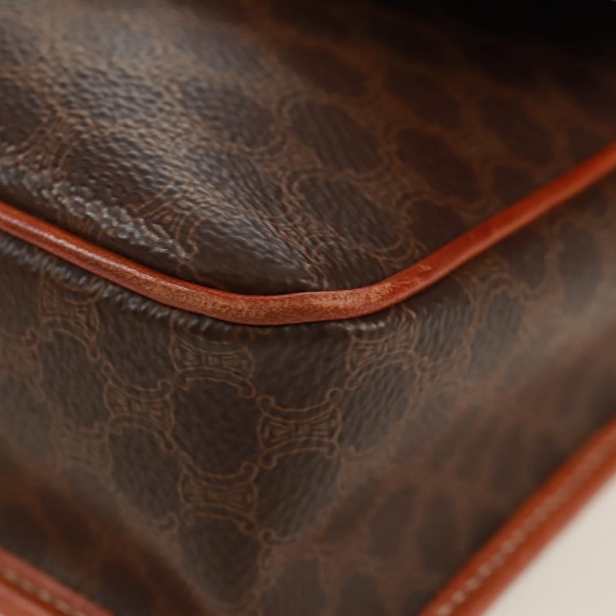 Celine Vintage Macadam Circle Logo Shoulder Bag Canvas and Leather, BROWN, CANVAS, Shoulder bag