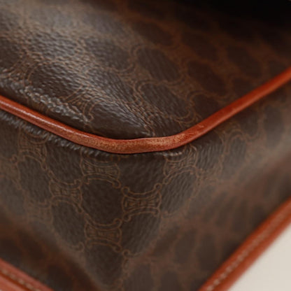 Celine Vintage Macadam Circle Logo Shoulder Bag Canvas and Leather, BROWN, CANVAS, Shoulder bag