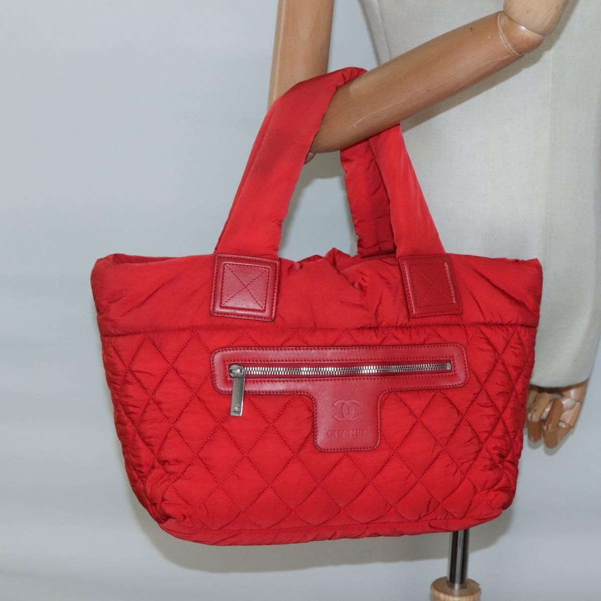 Chanel Coco Cocoon Reversible Tote Quilted Nylon, RED, NYLON, Tote bag