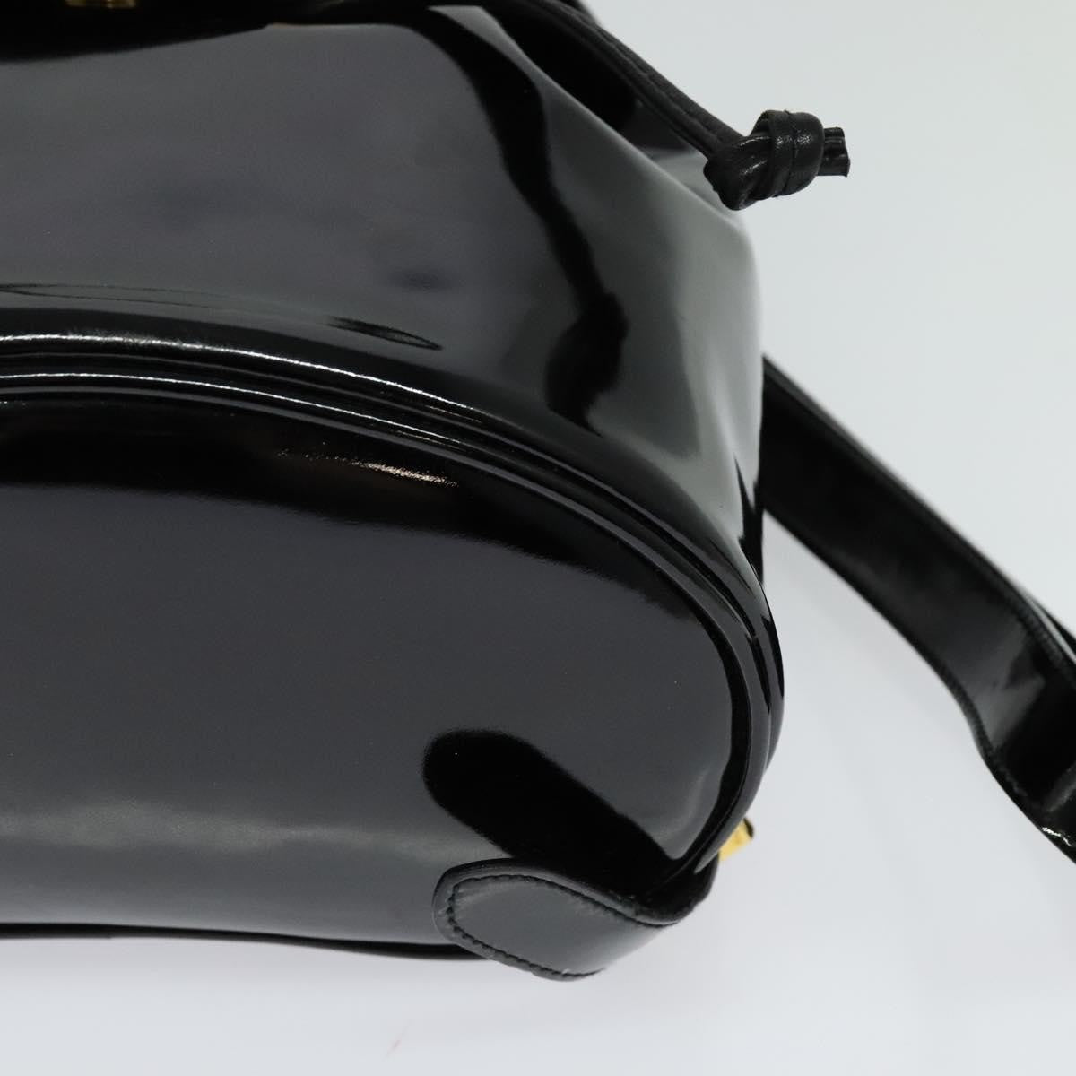 Salvatore Ferragamo Gancini Flap Drawstring Backpack Patent leather, BLACK, PATENT_LEATHER, Backpack