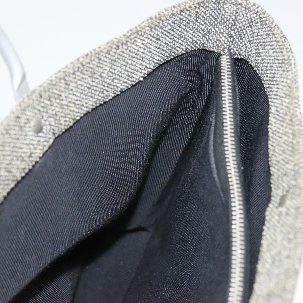 Chanel Vintage Chocolate Bar Metal Ring Tote Quilted Canvas, GRAY, CANVAS, Handbag