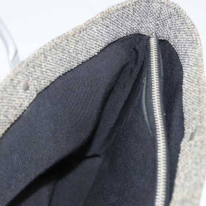 Chanel Vintage Chocolate Bar Metal Ring Tote Quilted Canvas, GRAY, CANVAS, Handbag