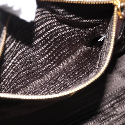 Prada Braided Handle Open Tote Vitello Daino, Gold, Leather, Tote Bag