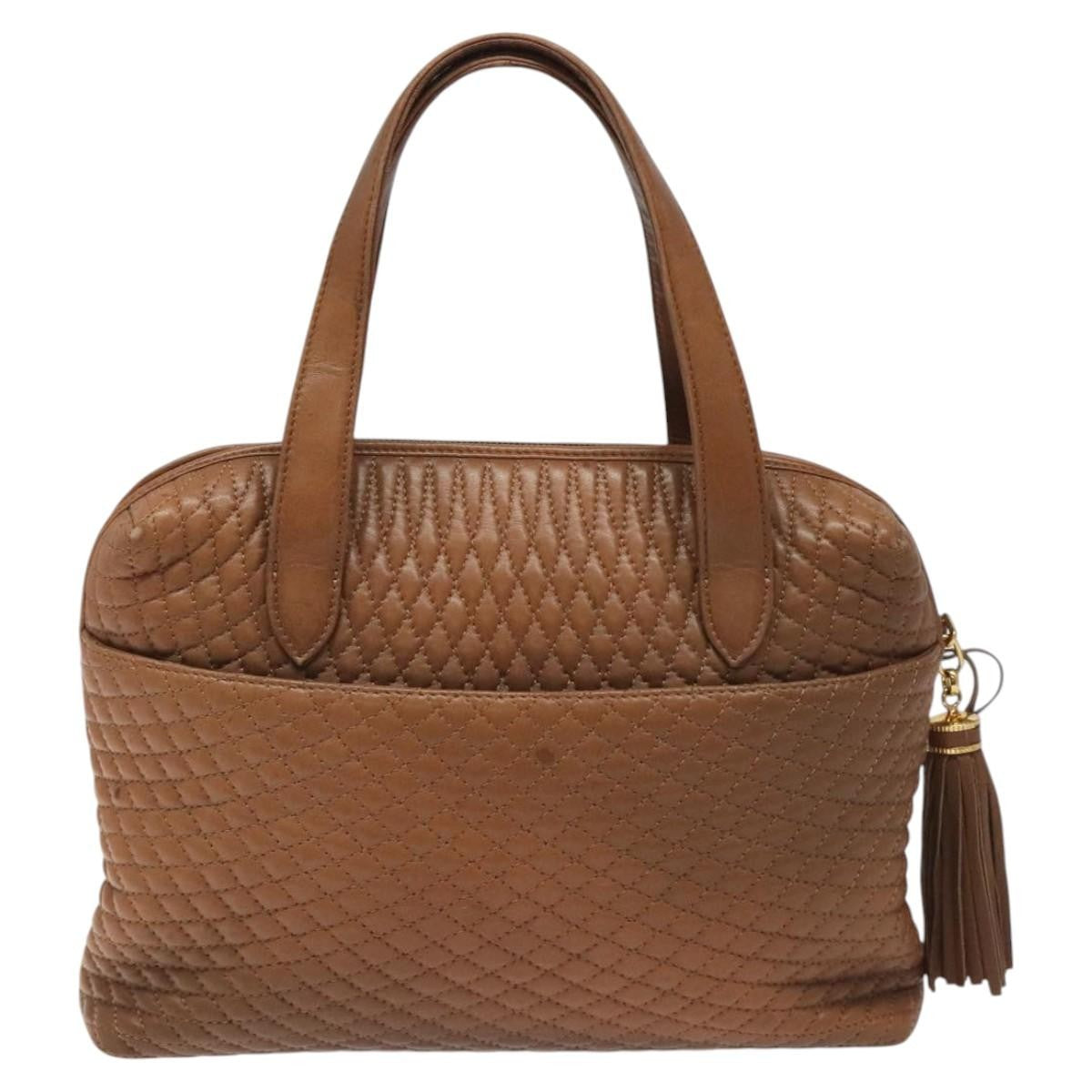 Bally Vintage Handbag Quilted Leather, Brown, Leather, Handbag