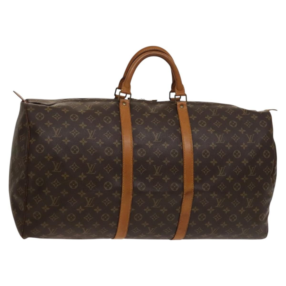Louis Vuitton Keepall Bag Monogram Canvas, BROWN, CANVAS, Travel bag