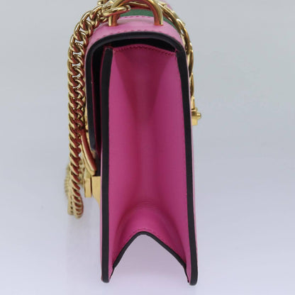 Gucci Sylvie Chain Shoulder Bag Leather, PINK, LEATHER, Shoulder bag
