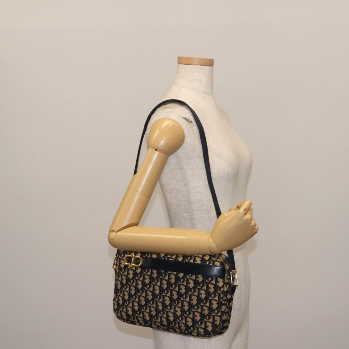Christian Dior Vintage Trotter Crossbody Bag Diorissimo Coated Canvas, NAVY, CANVAS, Shoulder bag