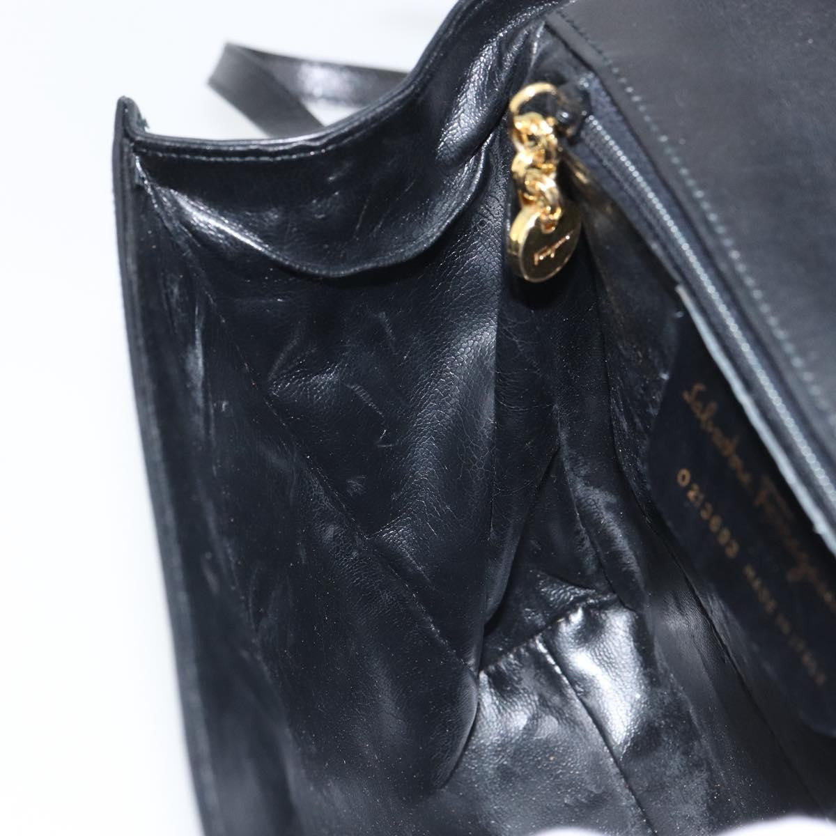 Salvatore Ferragamo Vintage Shoulder Bag Leather, BLACK, LEATHER, Shoulder bag