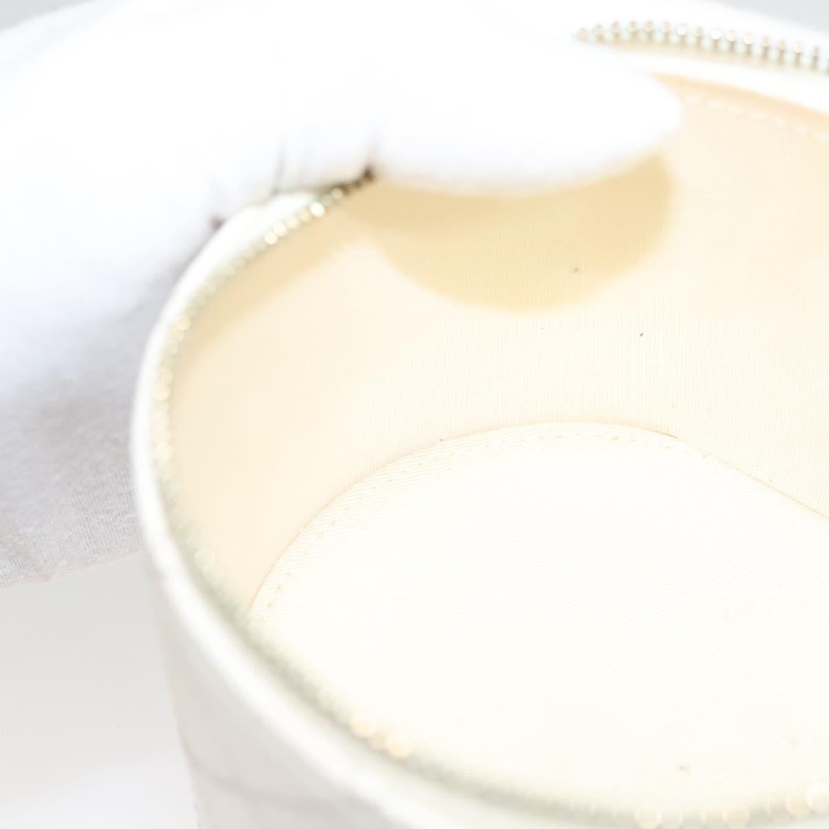 Chanel CC Round Vanity Case with Chain Quilted Lambskin, WHITE, LEATHER, Shoulder bag