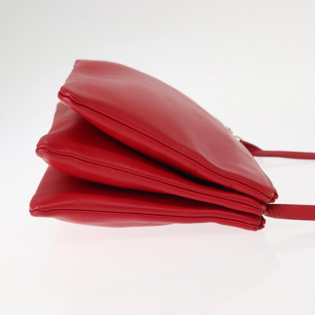 Celine Trio Crossbody Bag Leather, RED, LEATHER, Crossbody bag