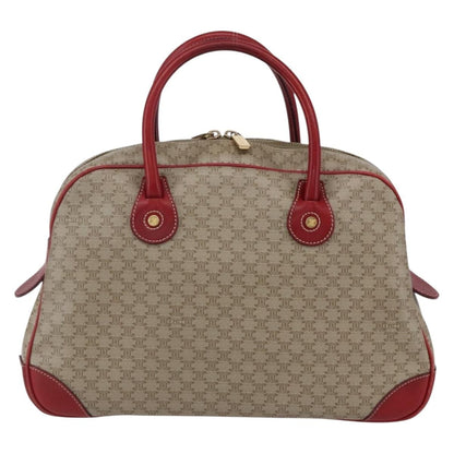 Celine Vintage Macadam Handbag Canvas and Leather, BEIGE, PVC, Handbag