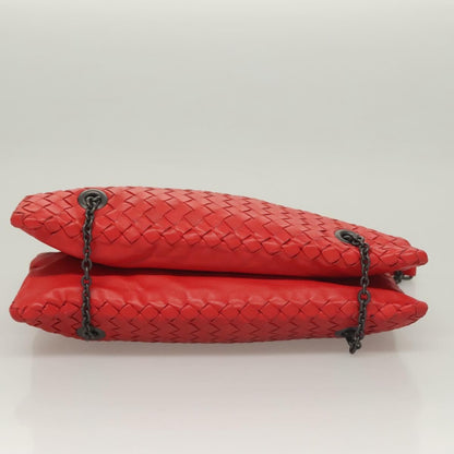 Bottega Veneta Intrecciato Leather, RED, LEATHER, Shoulder bag