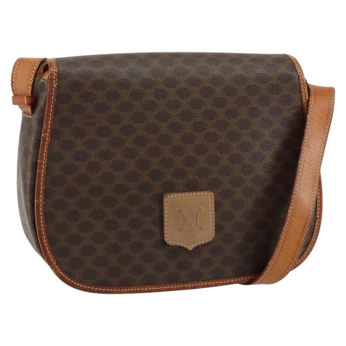 Celine Macadam Shoulder Bag PVC Leather, BROWN, CANVAS, Shoulder bag