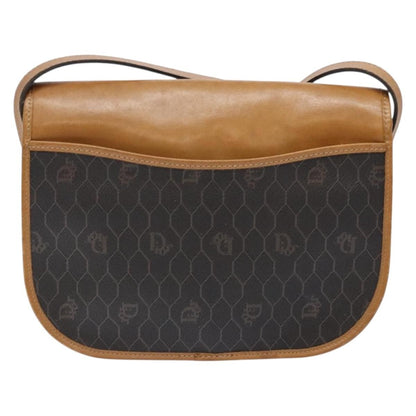 Christian Dior Vintage Honeycomb Flap Crossbody Bag Canvas and Leather, BLACK, CANVAS, Crossbody bag
