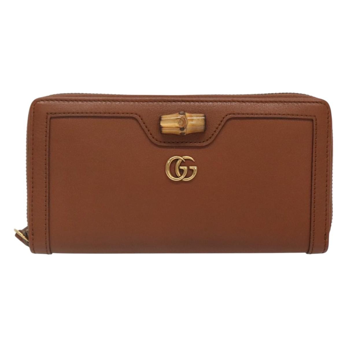 Gucci Diana Zip Around Wallet Leather, BROWN, LEATHER, Wallets