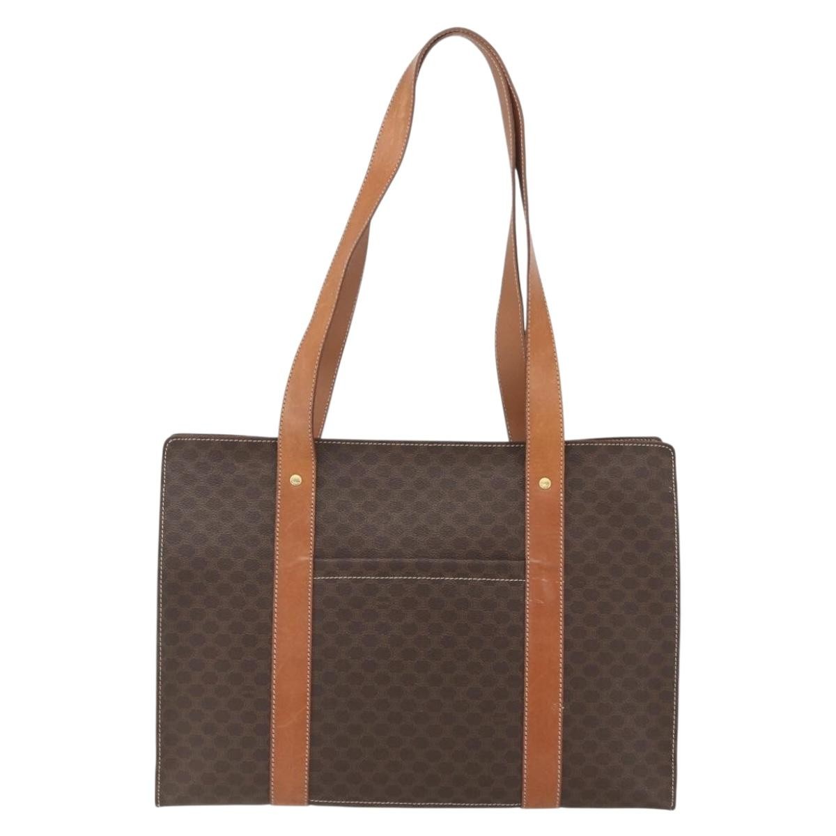 Celine Vintage Macadam Tote bag Canvas and Leather, BROWN, CANVAS, Tote bag
