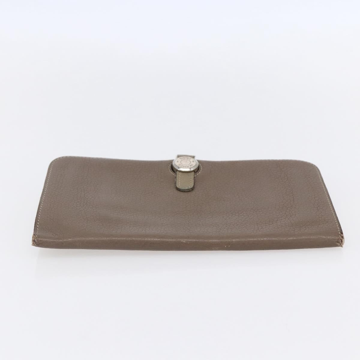 Hermes Dogon Duo Combined Wallet Leather, GRAY, LEATHER, Wallets