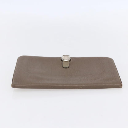Hermes Dogon Duo Combined Wallet Leather, GRAY, LEATHER, Wallets