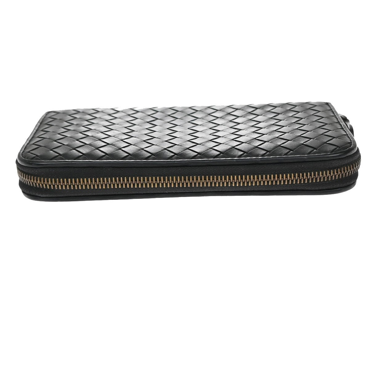 Bottega Veneta Intrecciato Long Zip  Wallet Leather, BLACK, LEATHER, Wallets
