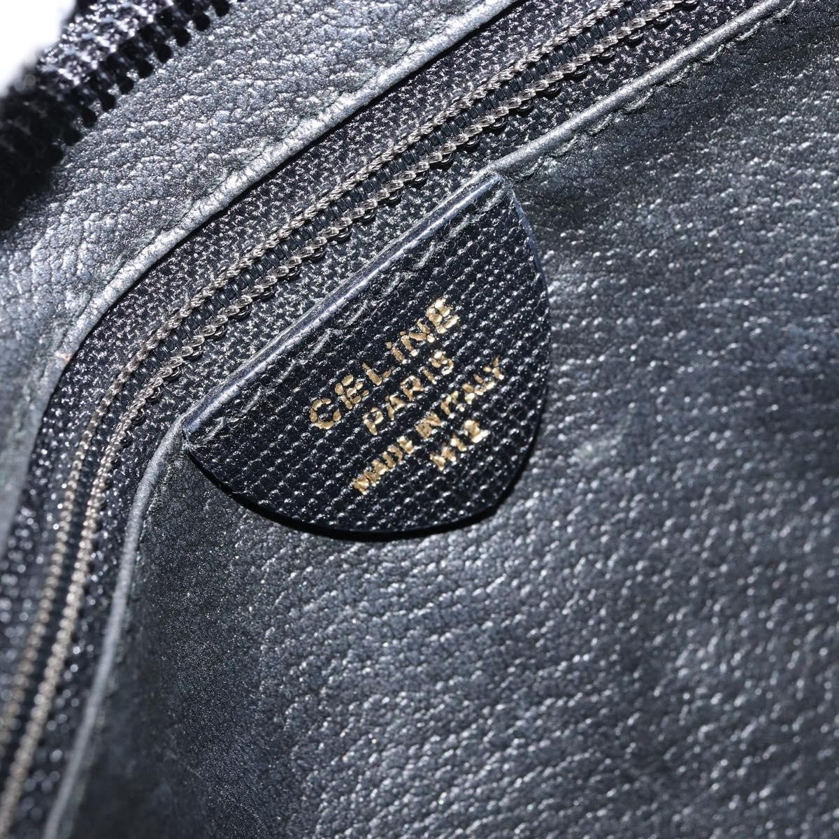 Celine Circle Logo Shoulder Bag Leather, BLACK, LEATHER, Shoulder bag