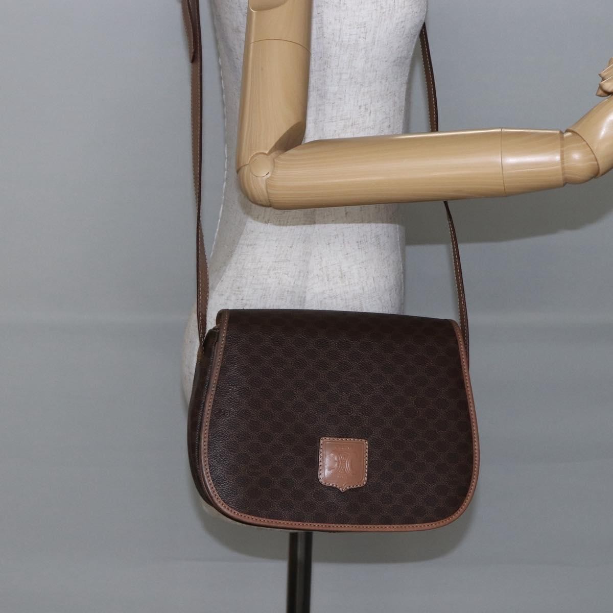 Celine Macadam Shoulder Bag PVC Leather, BROWN, CANVAS, Shoulder bag