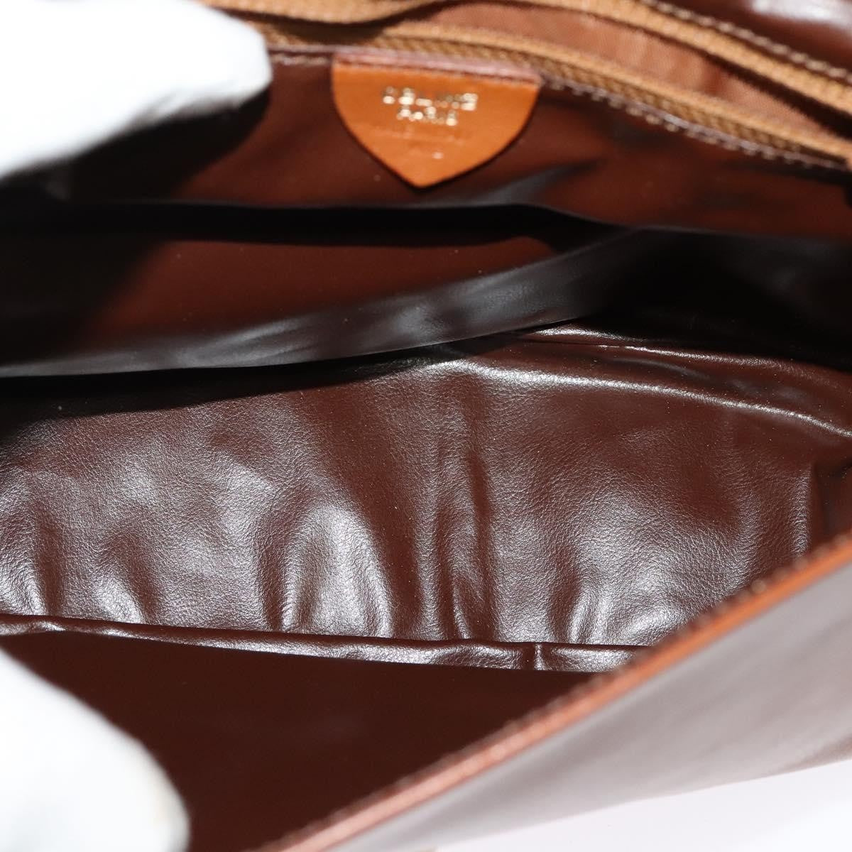 Celine Vintage Circle Logo Crossbody Bag Leather, BROWN, LEATHER, Crossbody bag