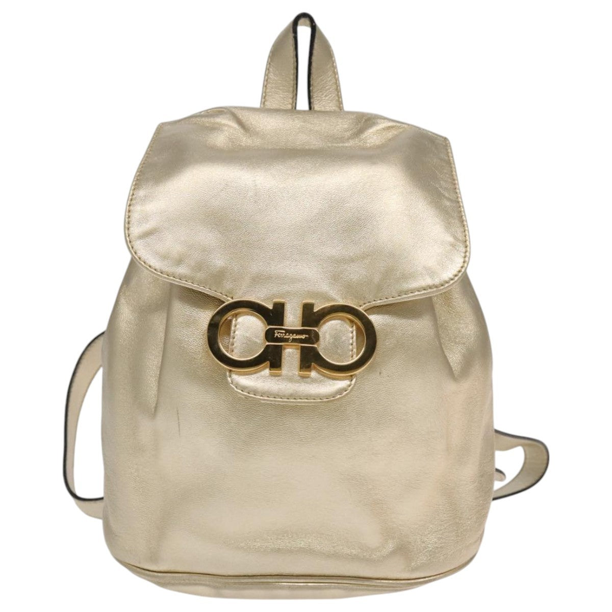 Salvatore Ferragamo Gancini Backpack Leather, GOLD, LEATHER, Backpack