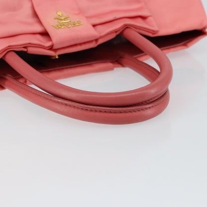 Prada Logo Bow Tote Tessuto with Leather, PINK, NYLON, Tote bag