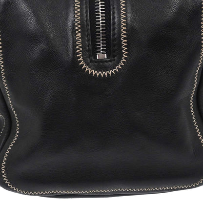 Chanel CC Bowler Leather, BLACK, LEATHER, Handbag