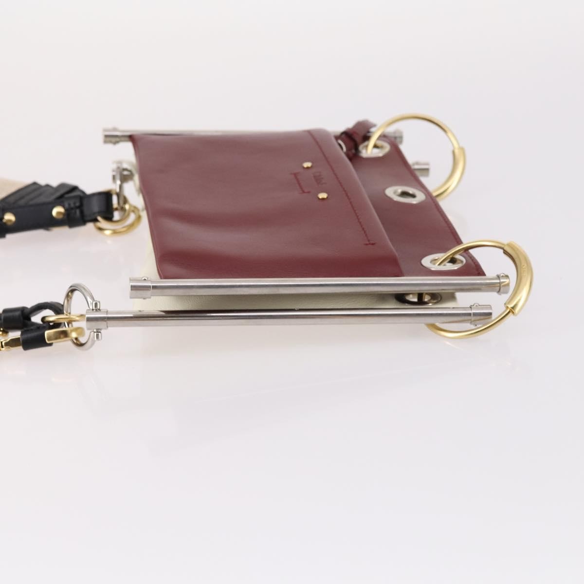 Chloe Roy Shoulder Bag Leather, BURGUNDY, LEATHER, Shoulder bag