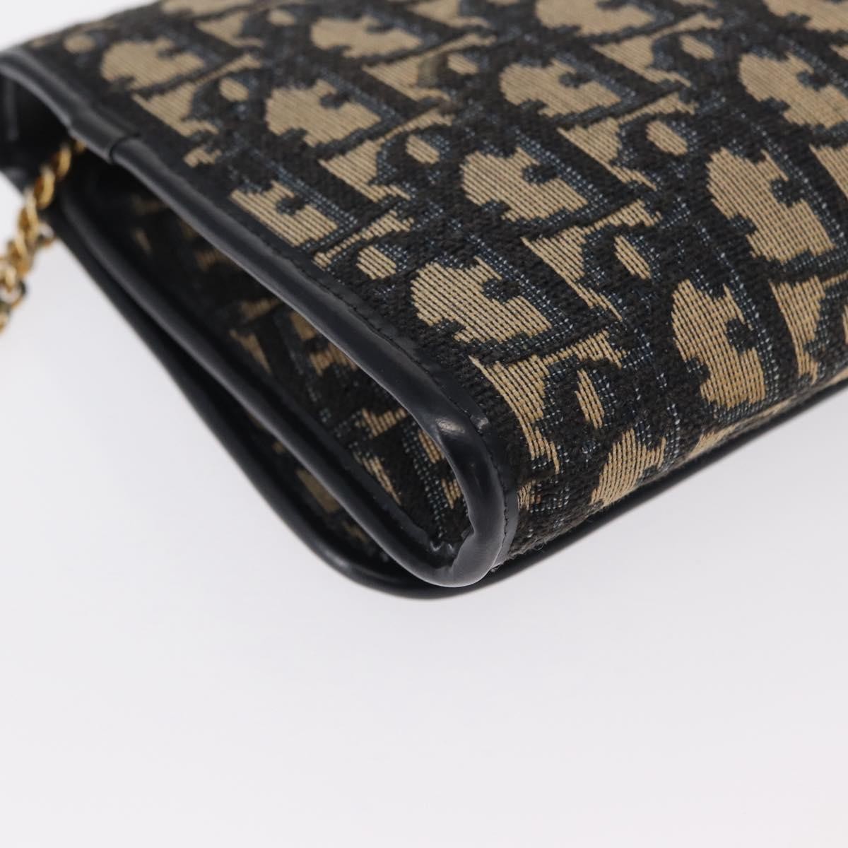 Christian Dior Vintage CD Chain Flap Shoulder Bag Diorissimo Canvas, NAVY, CANVAS, Shoulder bag