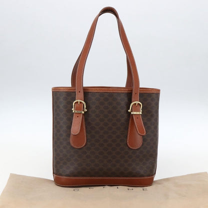 Celine Vintage Macadam Handbag Canvas and Leather, BROWN, CANVAS, Handbag