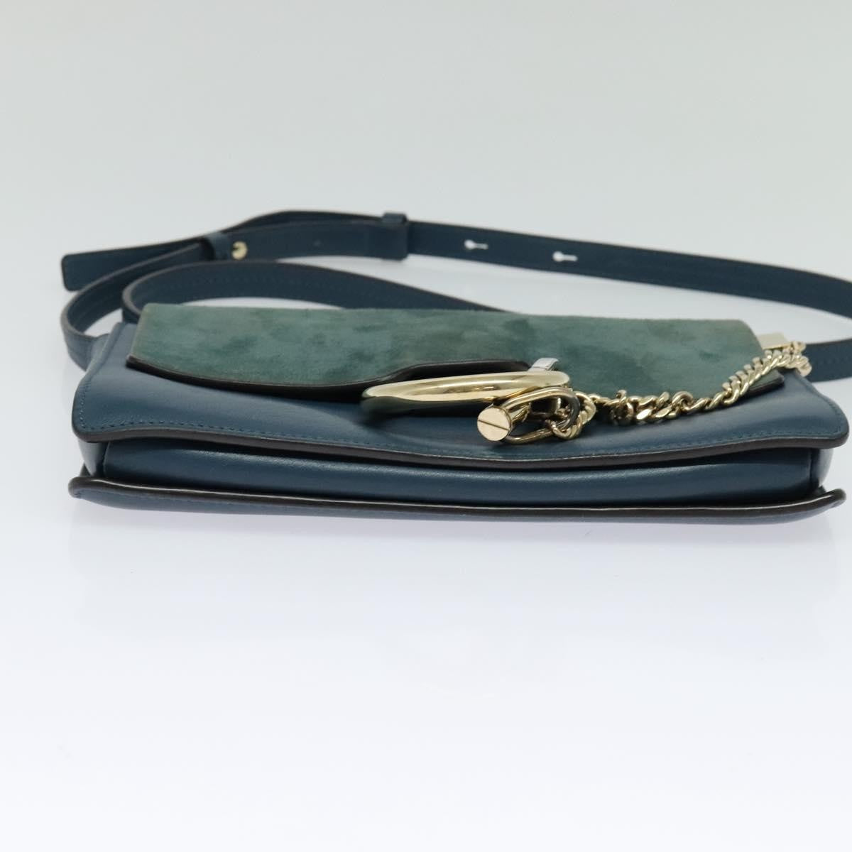 Chloe Faye Shoulder Bag Leather and Suede, TURQUOISE, SUEDE, Shoulder bag