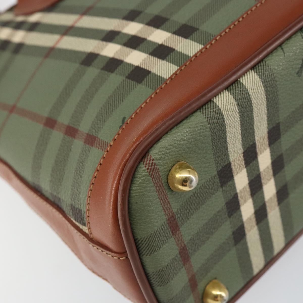 Burberry Nova Handbag Check Pattern, GREEN, PVC, Handbag