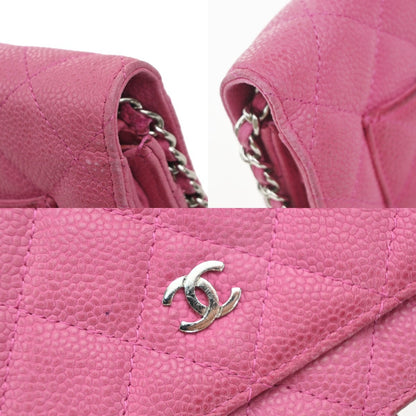 Chanel Wallet on Chain Quilted Grained Calfskin, PINK, LEATHER, Clutche & pouche
