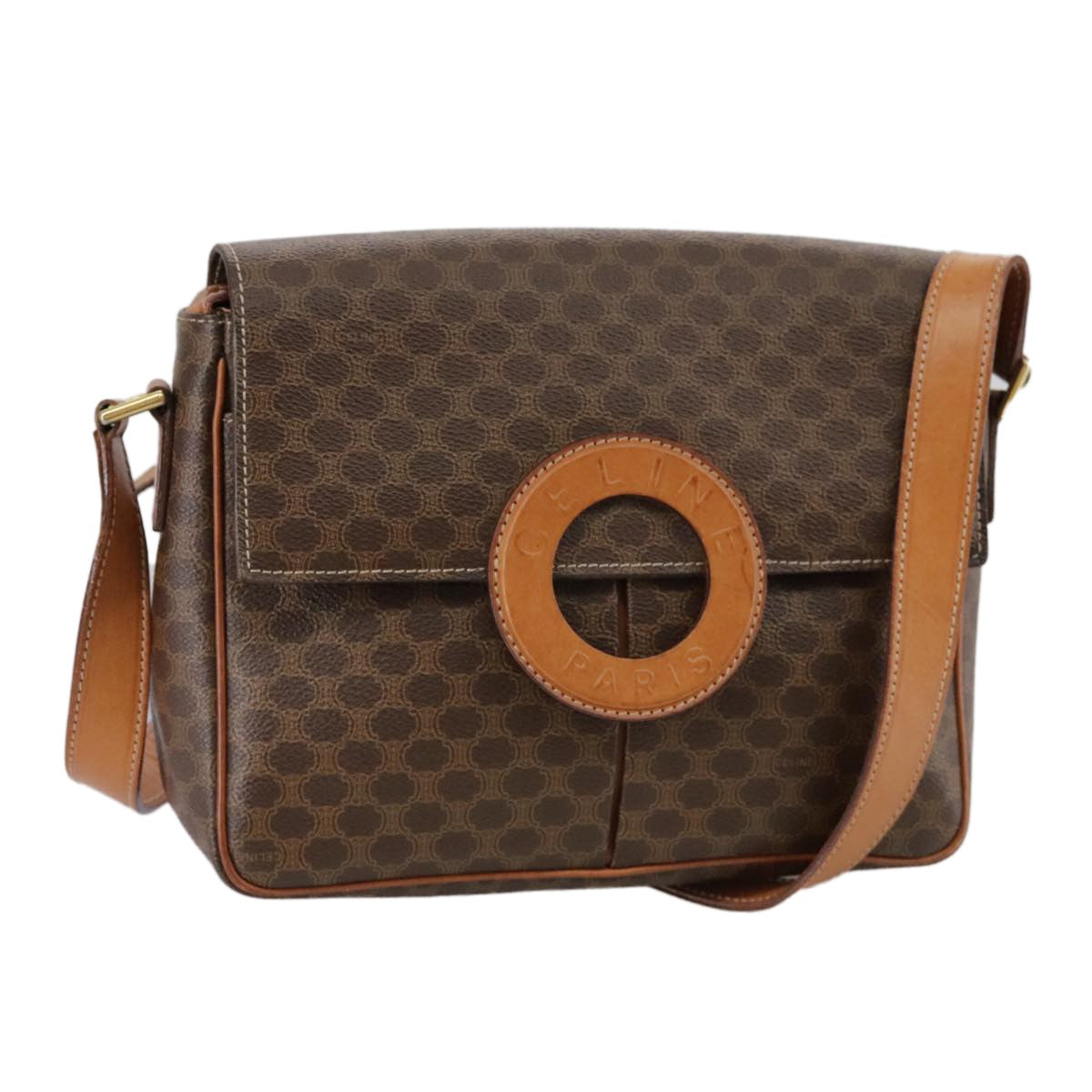 Celine Macadam Shoulder Bag PVC Leather, BROWN, CANVAS, Shoulder bag
