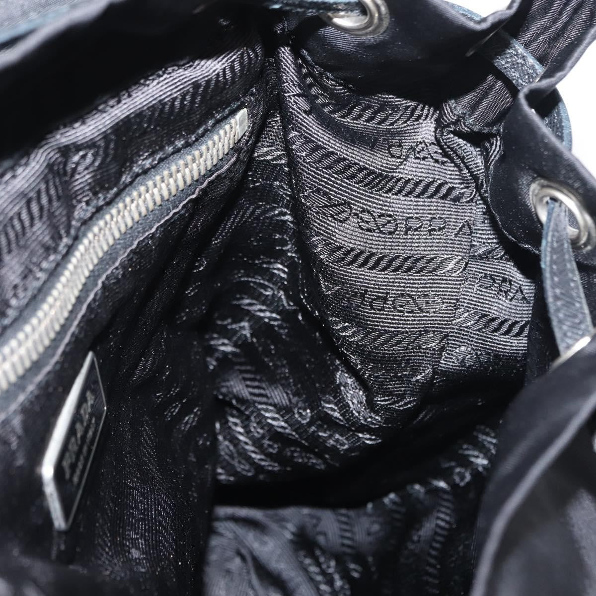 Prada Double Pocket Drawstring Shoulder Bag Tessuto, Black, Nylon, Shoulder Bag