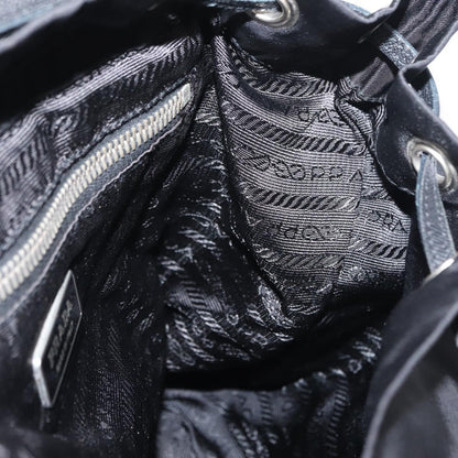 Prada Double Pocket Drawstring Shoulder Bag Tessuto, Black, Nylon, Shoulder Bag