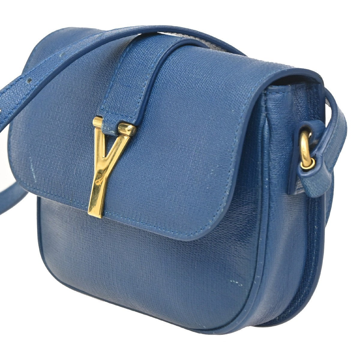 Saint Laurent Chyc Flap Bag Leather, NAVY, LEATHER, Shoulder bag