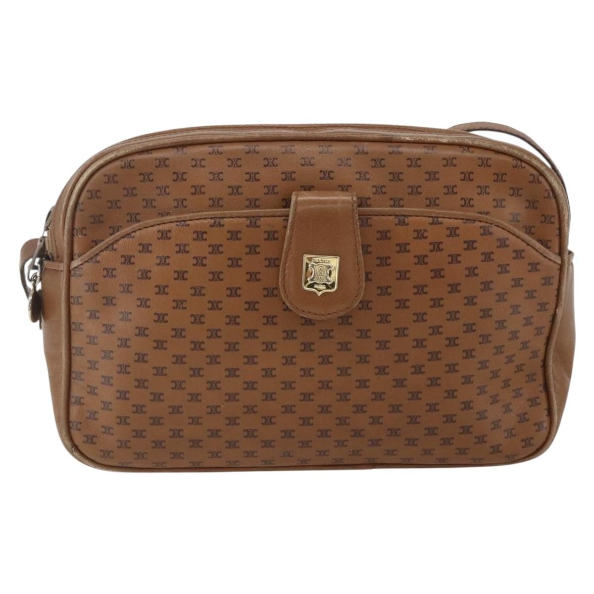 Celine Vintage Macadam Shoulder Bag Canvas and Leather, BROWN, CANVAS, Shoulder bag