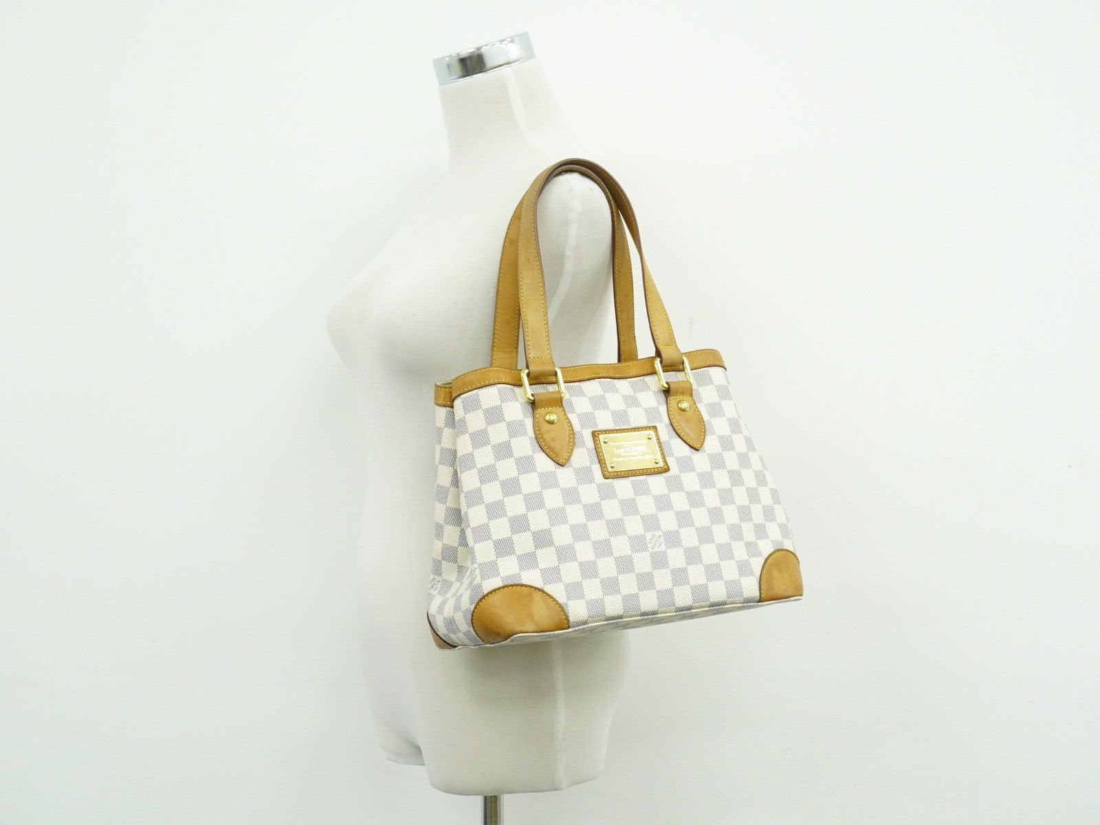 Louis Vuitton Hampstead Handbag Damier, WHITE, CANVAS, Tote bag