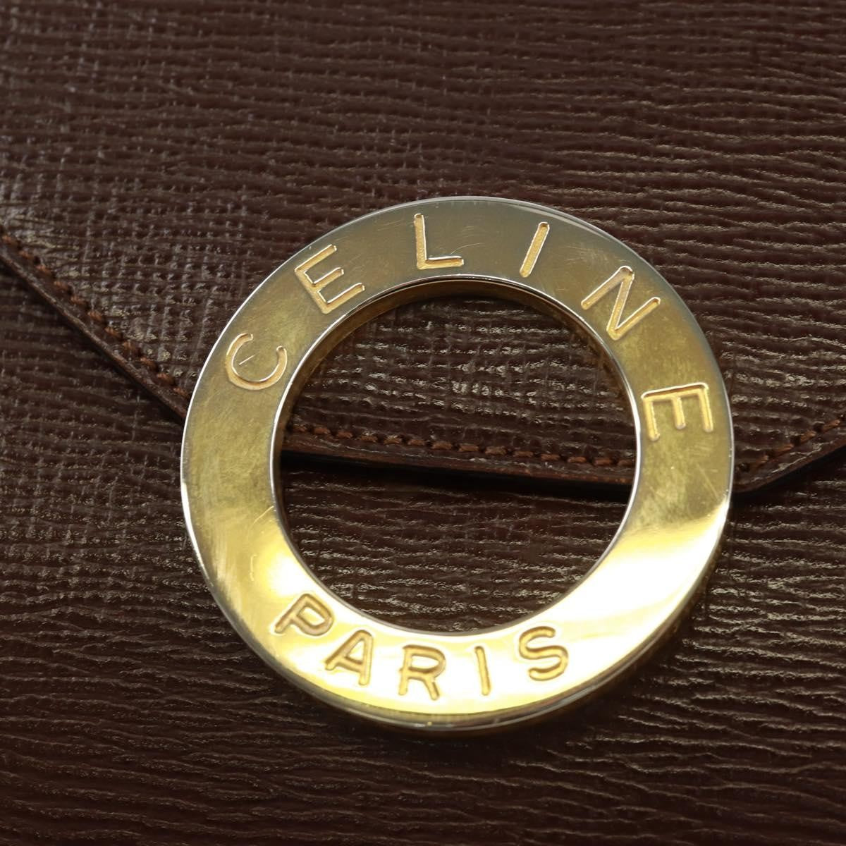 Celine Circle Logo Shoulder Bag Leather, BROWN, LEATHER, Shoulder bag