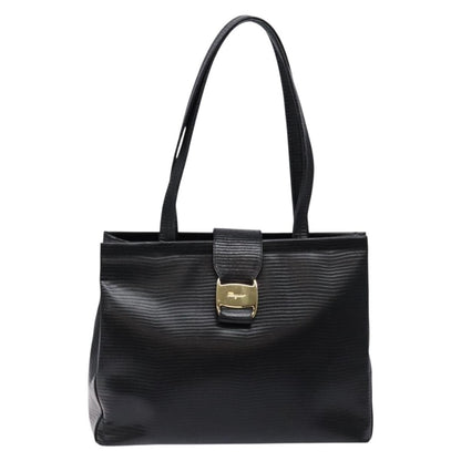 Salvatore Ferragamo Vala Shoulder Bag Leather, BLACK, LEATHER, Tote bag