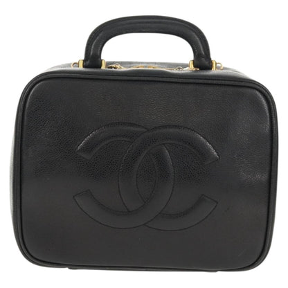 Chanel Vintage Timeless Zip Around Vanity Case Caviar, Black, Leather, Clutch