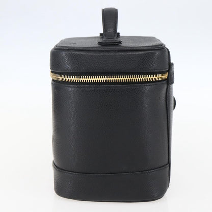 Chanel Vintage Timeless Cosmetic Case Caviar, BLACK, LEATHER, Clutche & pouche