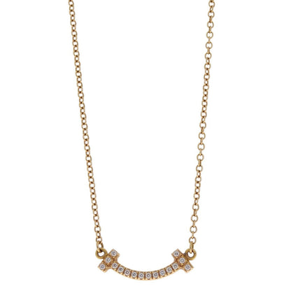 Tiffany & Co. T Smile Pendant Necklace 18K Yellow Gold with Diamonds, Gold, Yellow Gold, Necklace
