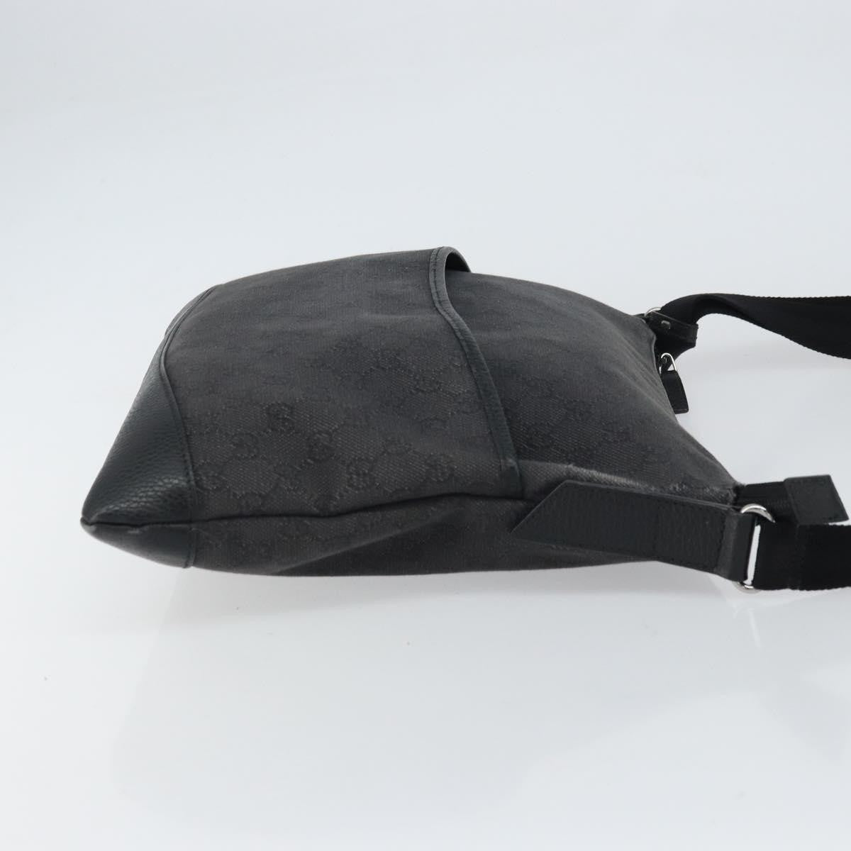 Gucci Zip Messenger Bag GG Denim, BLACK, CANVAS, Shoulder bag