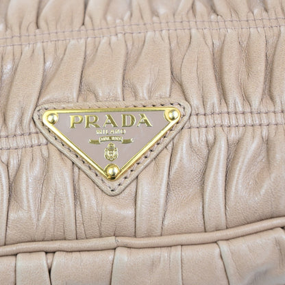 Prada Turnlock Shoulder Bag Nappa Gaufre, Beige, Leather, Shoulder Bag