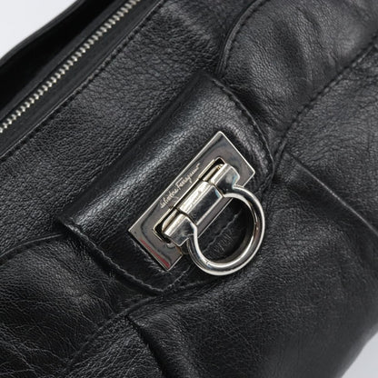 Salvatore Ferragamo Gancini handbag Leather, Black, Leather, Handbag